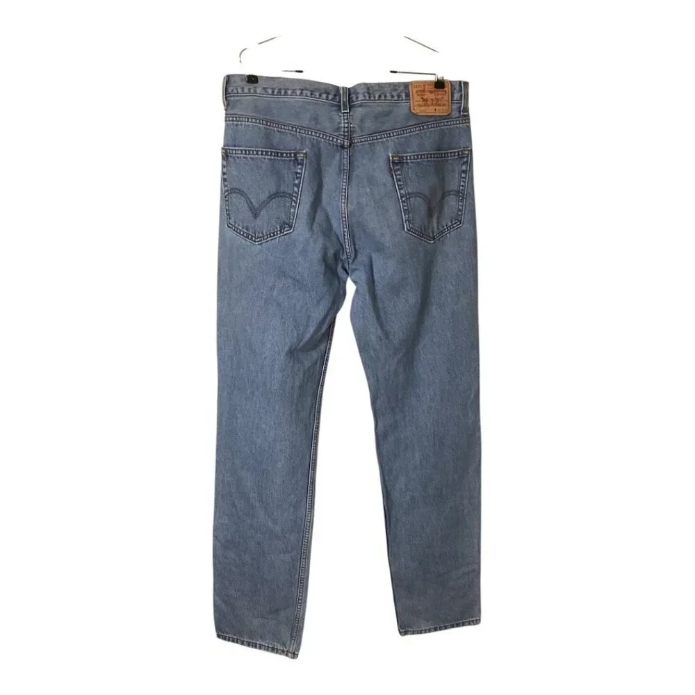 Levi's 550 Relaxed Fit Light Wash Denim Jeans‎ Y2K Black Batwing Size W 36 L 36